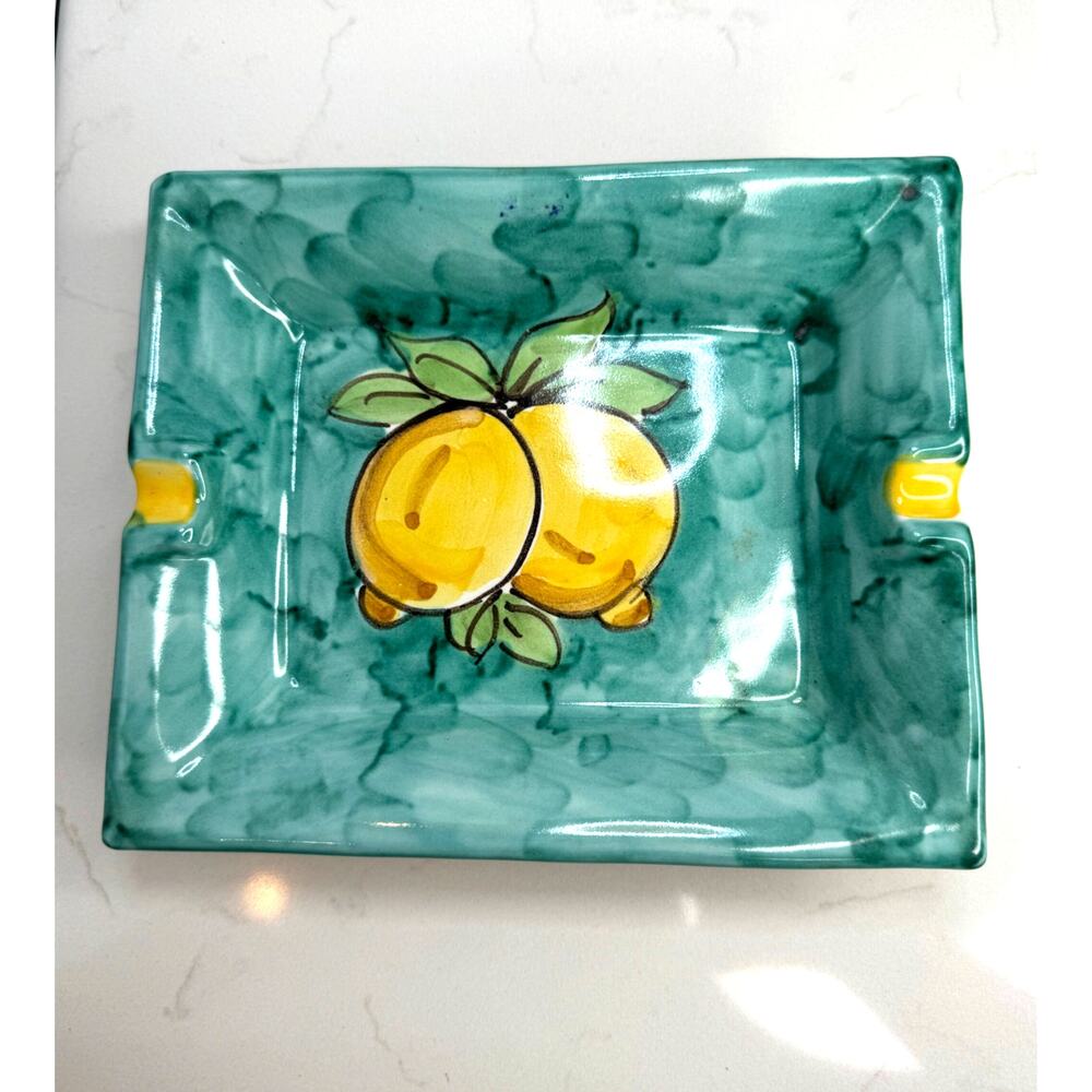 Vintage Vietri Italian Made Pottery Ashtray Trinket Dish Handmade Hand Painted